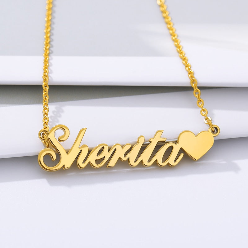 Gold Plated Beautiful Heart Name Necklace